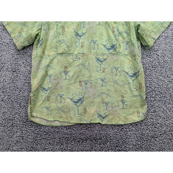 Columbia River Lodge Tiki Marlin Button Down Shirt Size L Fishing Vacation Green - Picture 8 of 13